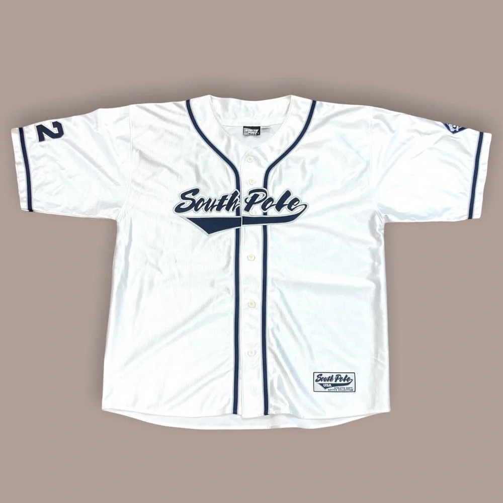 south pole jersey dress Vintage South Pole Mens White Jersey Athletic 21 V Neck Pullover Short Sleeve XL